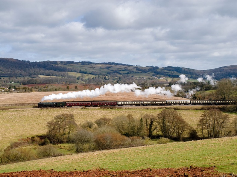 BR 8P 4-6-2 no. 71000 “Duke of Gloucester” climbs towards the summit at Crowcombe Heathfield with the 12.00 Bishop’s Lydeard to Minehead. flickr-welsh snapper-4456769025.jpg