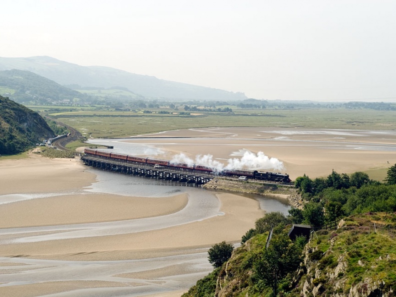 LMS Class 5MT 4-6-0 no. 44871 crosses Pont Briwet with WCRC's 1J77 “The Cambrian” 10.05 Machynlleth to Pwllheli. flickr-welsh snapper-4898672942.jpg