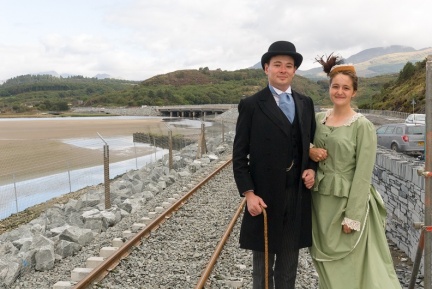 The Ffestiniog Railway's Emily High and Stephen Greig at Llandecwyn halt