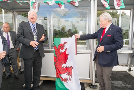 Cllr Dewi Owen and Lord Dafydd Elis Thomas AM at the new Llandecwyn halt
