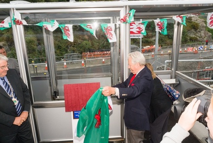 Cllr Dewi Owen and Lord Dafydd Elis Thomas AM at the new Llandecwyn halt