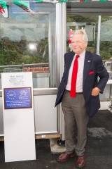 Cllr Dewi Owen and Lord Dafydd Elis Thomas AM at the new Llandecwyn halt
