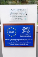 The unveiled plaque at Llandecwyn halt