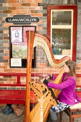Harpist Adele at Llanuwchllyn