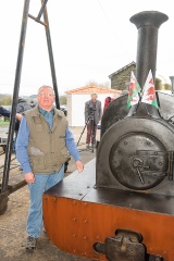 Quarry Hunslet “Winifred” at Llanuwchllyn with her former driver at Penrhyn quarry, Emrys Owen