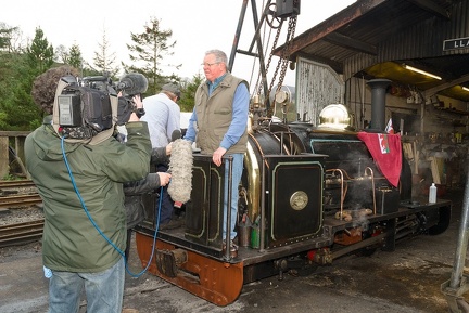 Emrys Owen interviewed by the BBC on Quarry Hunslet “Winifred” at Llanuwchllyn