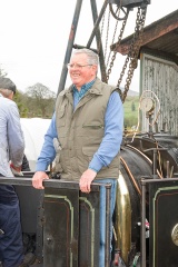 Quarry Hunslet “Winifred” at Llanuwchllyn with her former driver at Penrhyn quarry, Emrys Owen